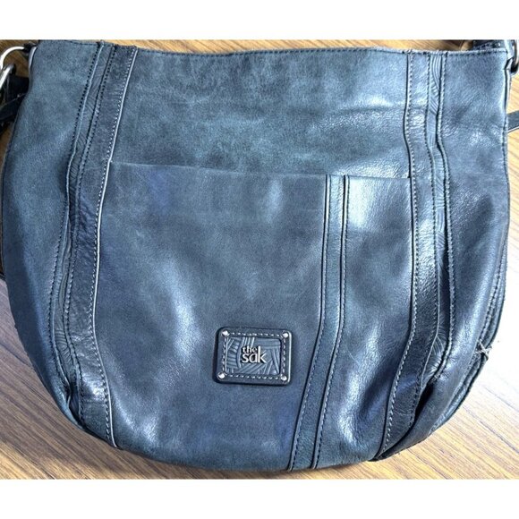 The Sak Green Leather Crossbody Bag With Multicolor Lining - Picture 1 of 10